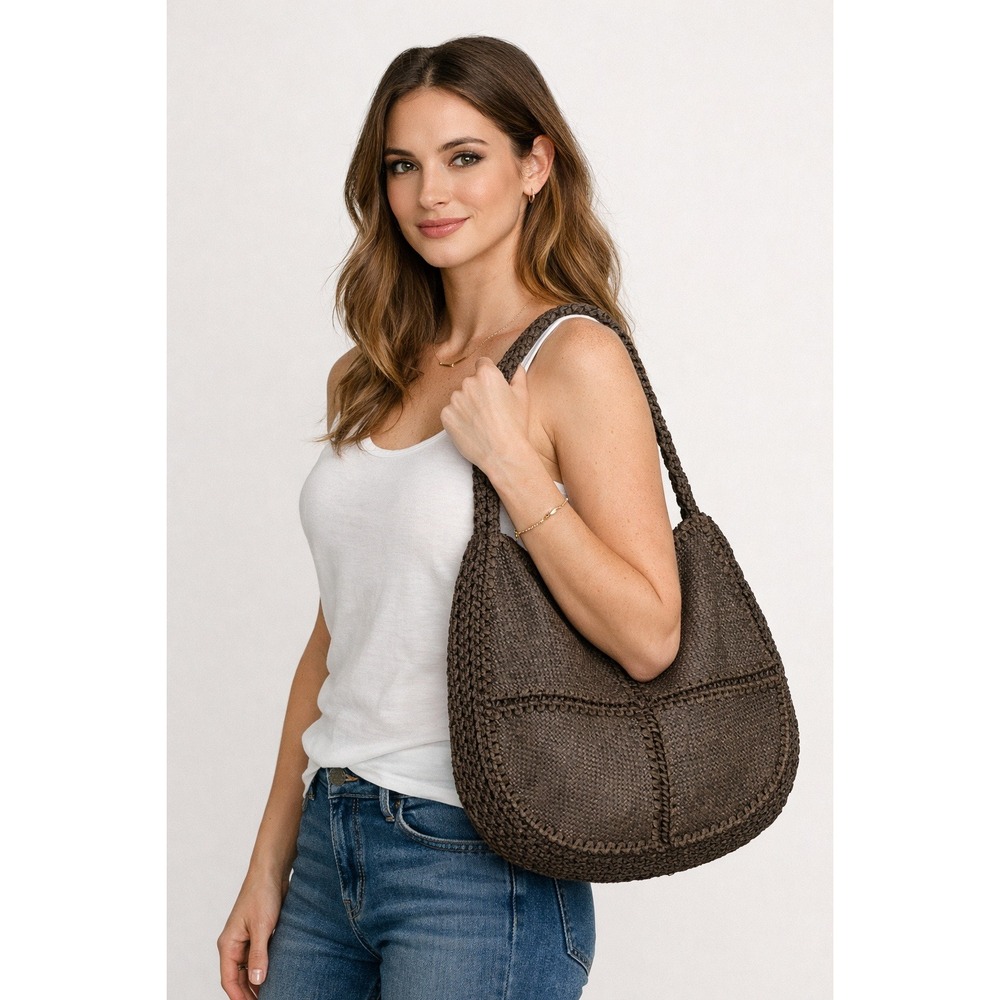 J Crew Patchwork Purse Shoulder Bag Brown Boho Coastal‎ Vacation Resort Minimal